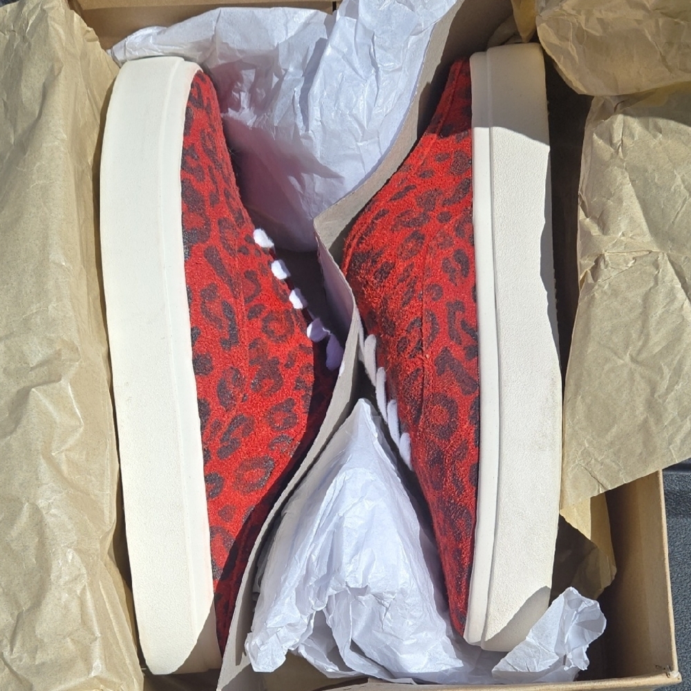 Red Leopard Print Sneakers